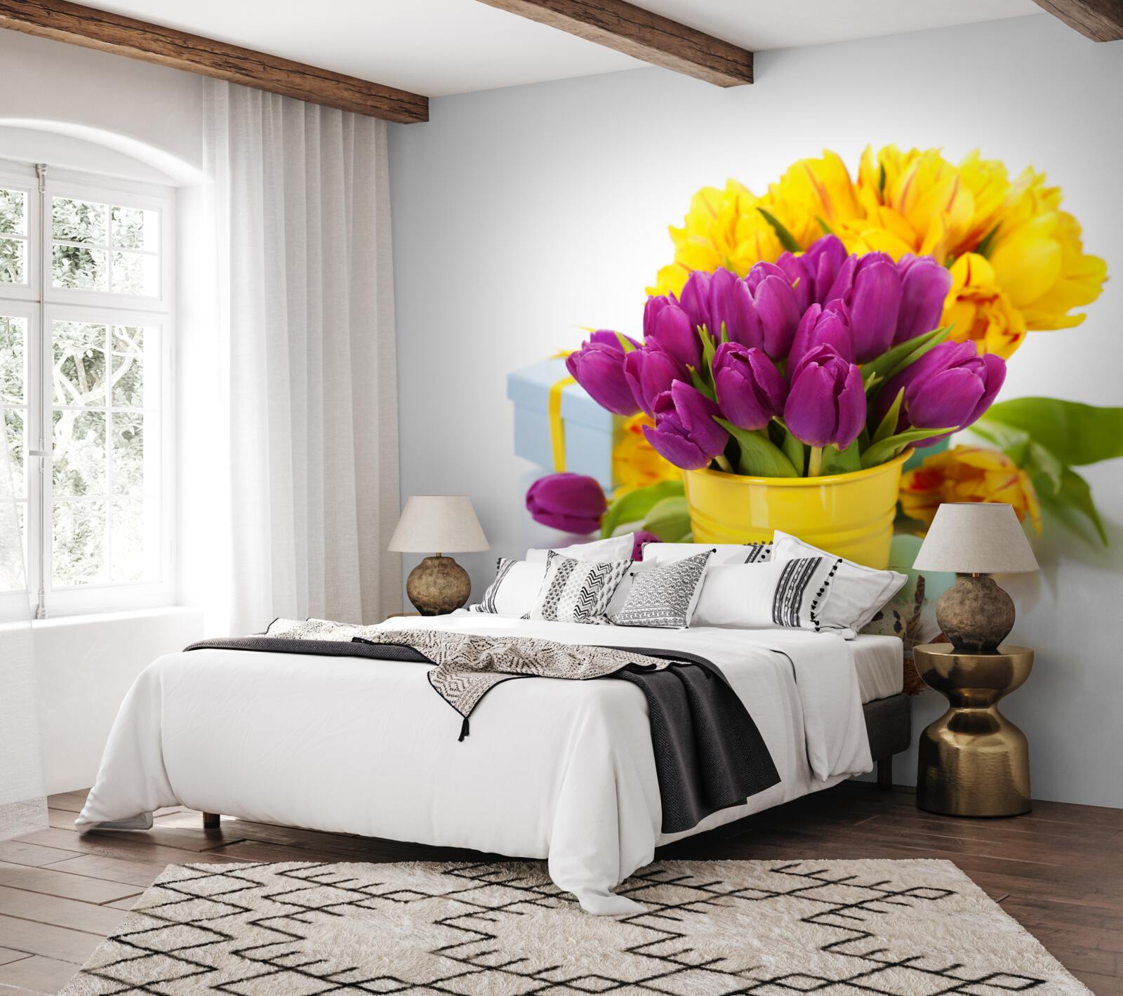 Fototapeta sada fialových tulipánov