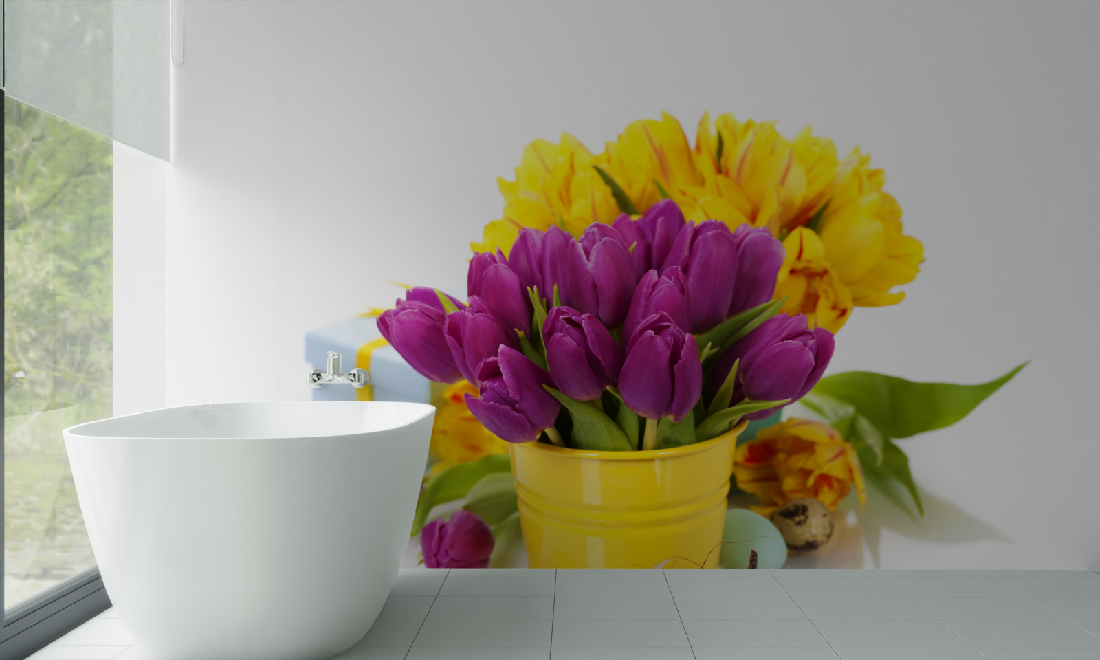 Fototapeta sada fialových tulipánov