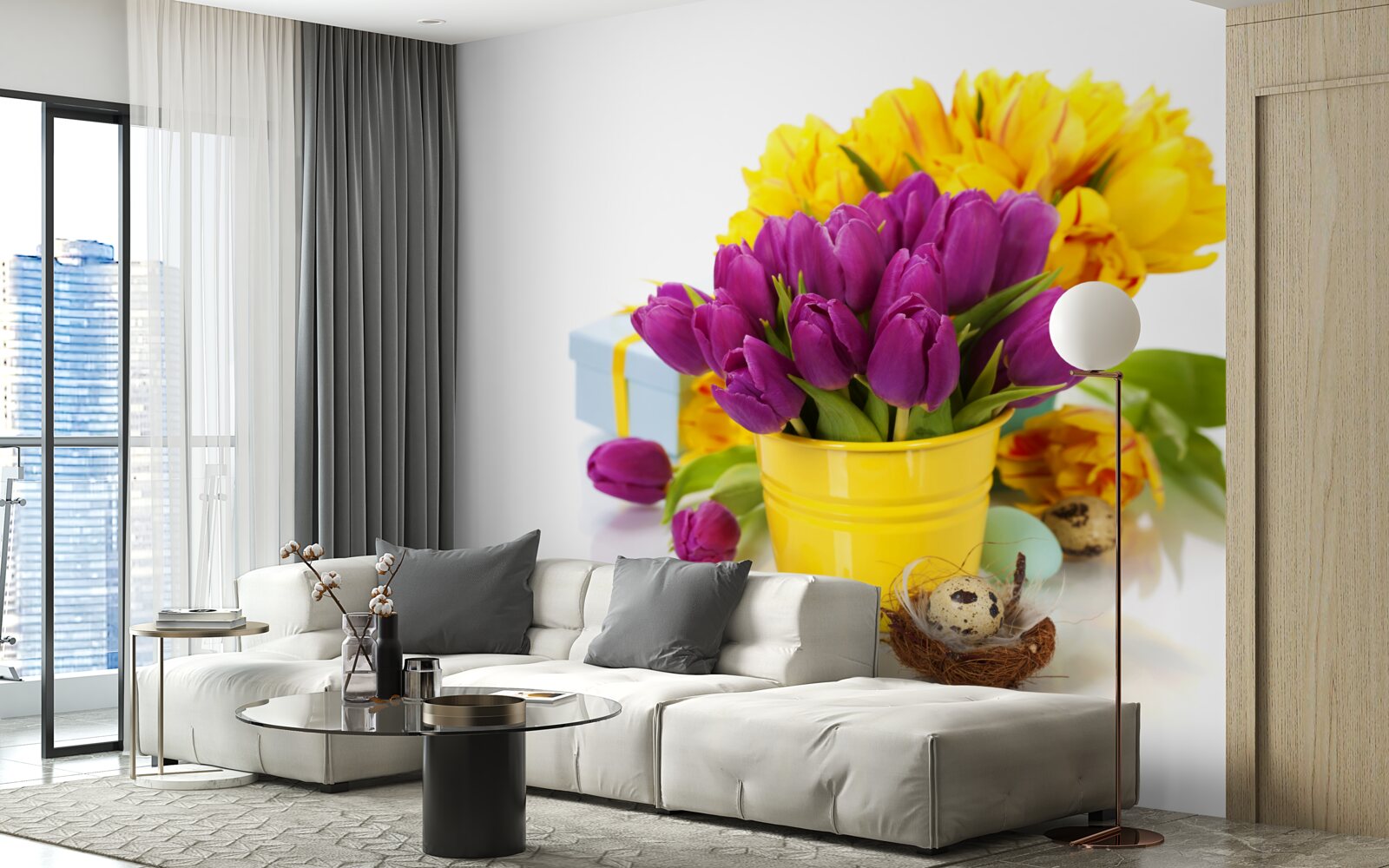 Fototapeta sada fialových tulipánov