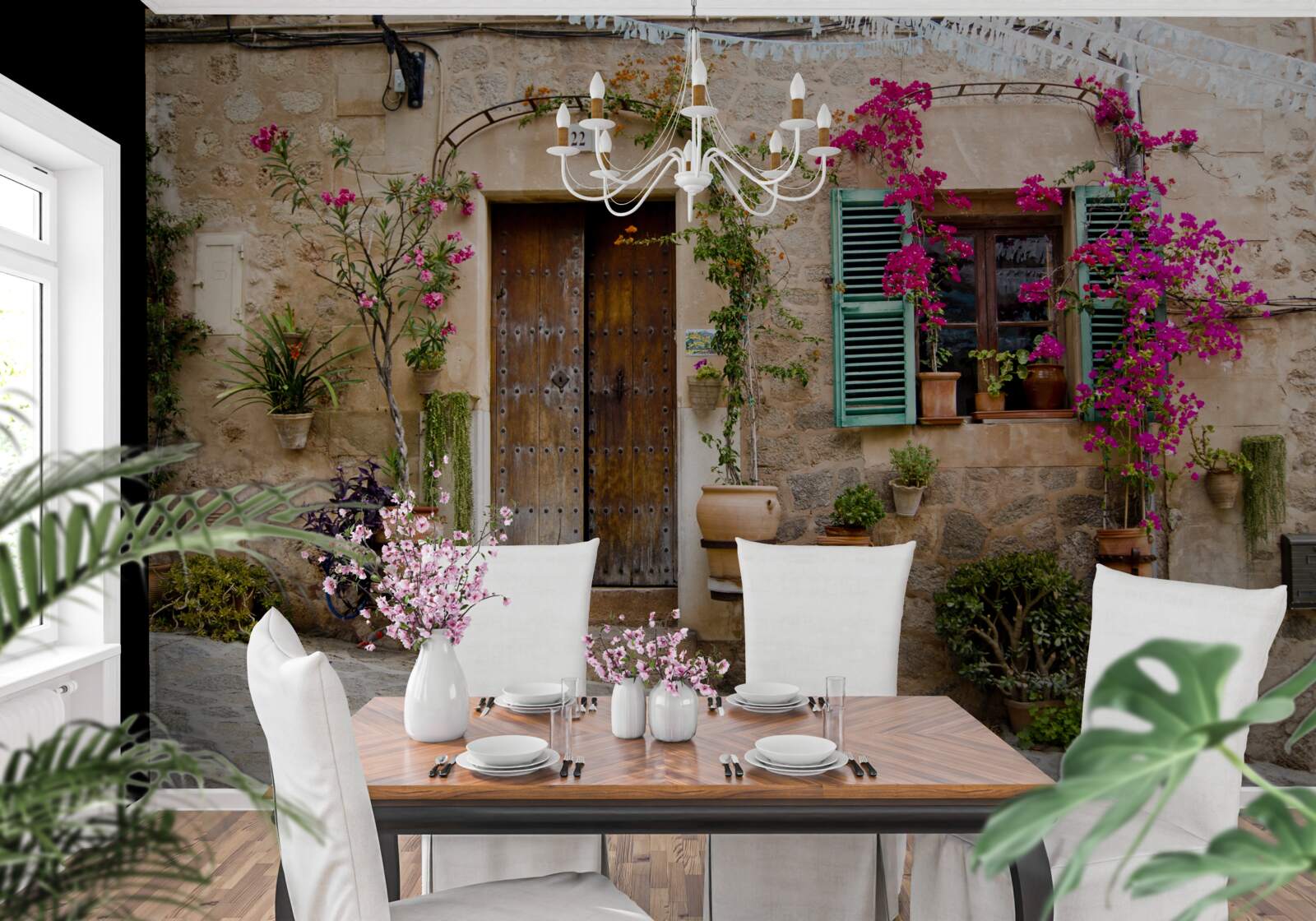 Fototapeta vintage byt s rastlinami