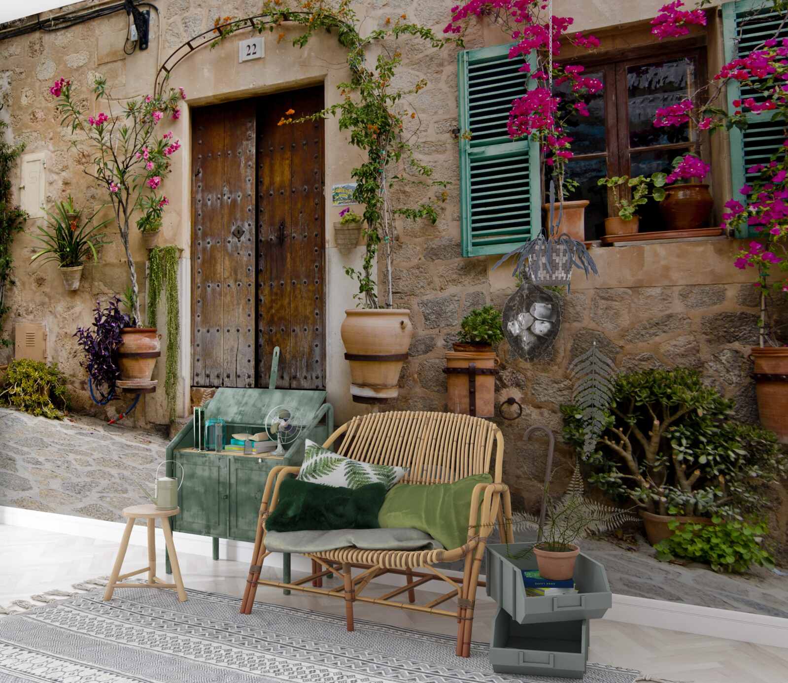 Fototapeta vintage byt s rastlinami