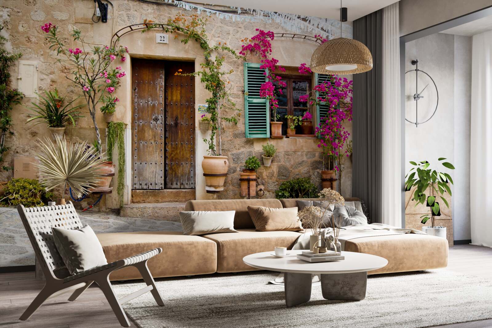 Fototapeta vintage byt s rastlinami