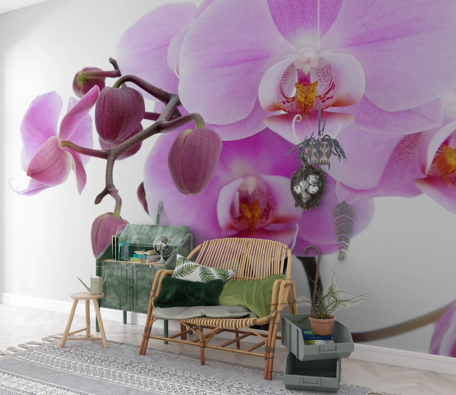 Fototapeta orchidea v odtieňoch fialovej s kvetnými pukmi