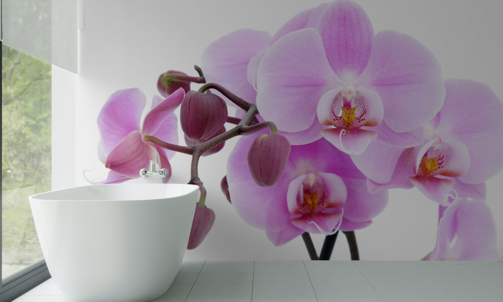 Fototapeta orchidea v odtieňoch fialovej s kvetnými pukmi