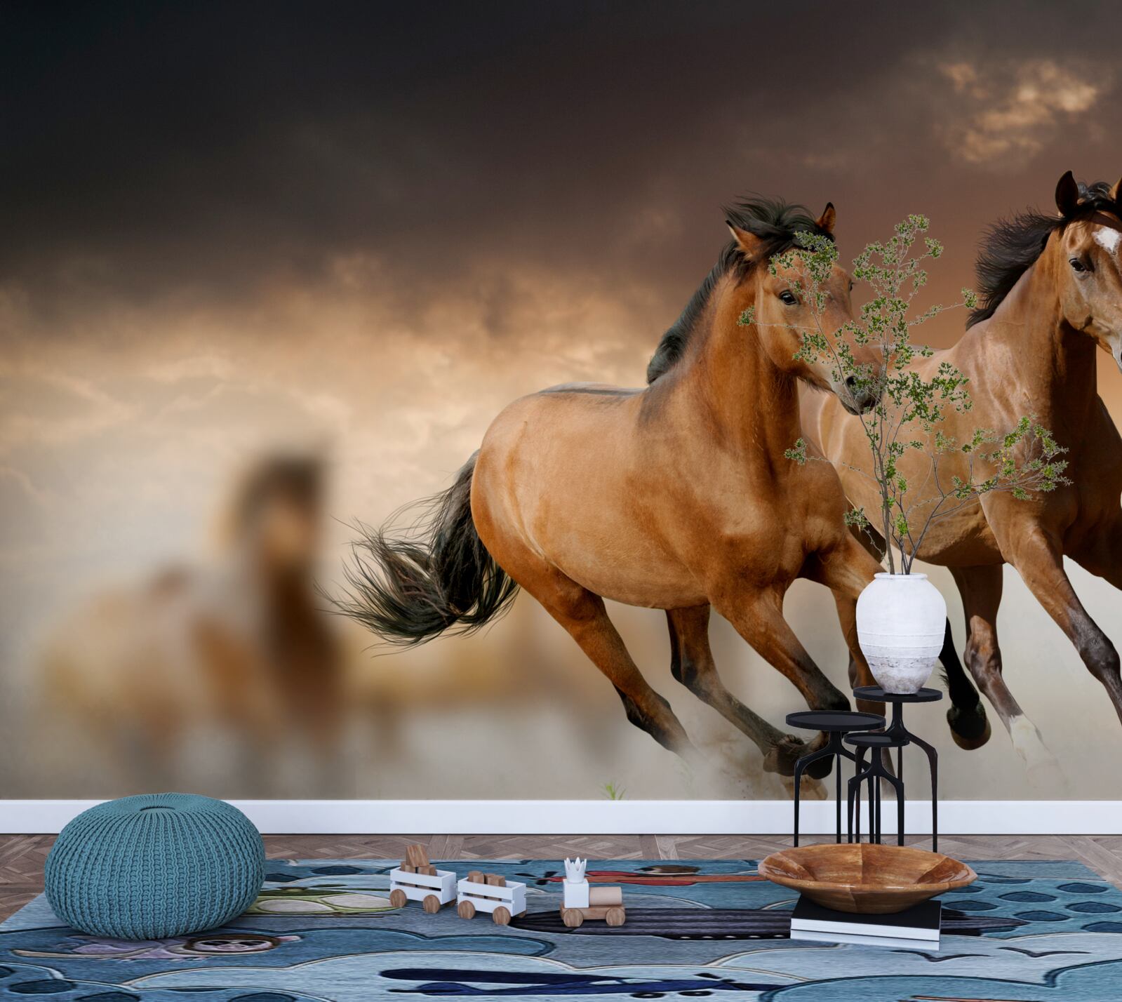 Fototapeta Vedľa seba bežia dva hnedé kone