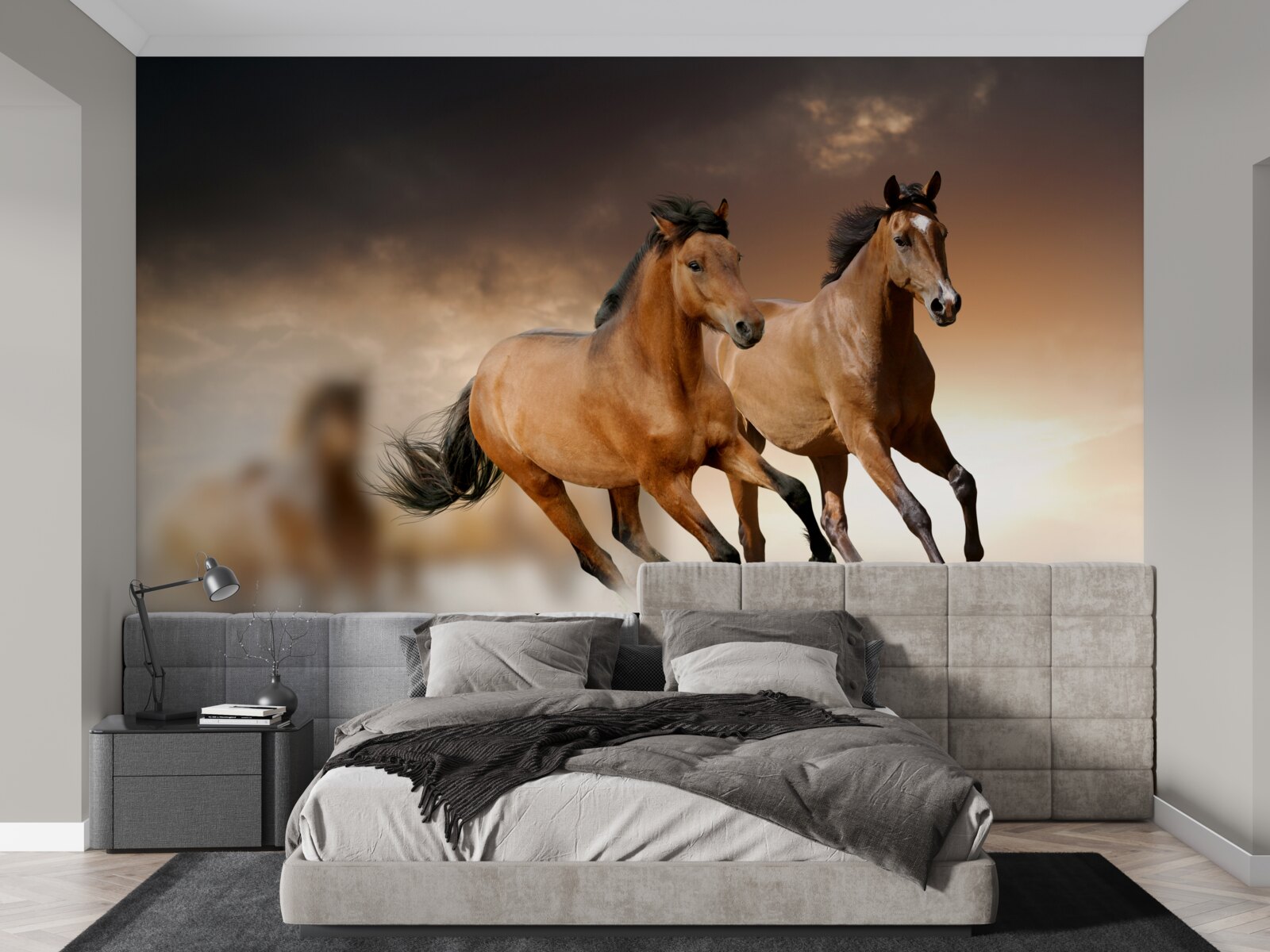 Fototapeta Vedľa seba bežia dva hnedé kone