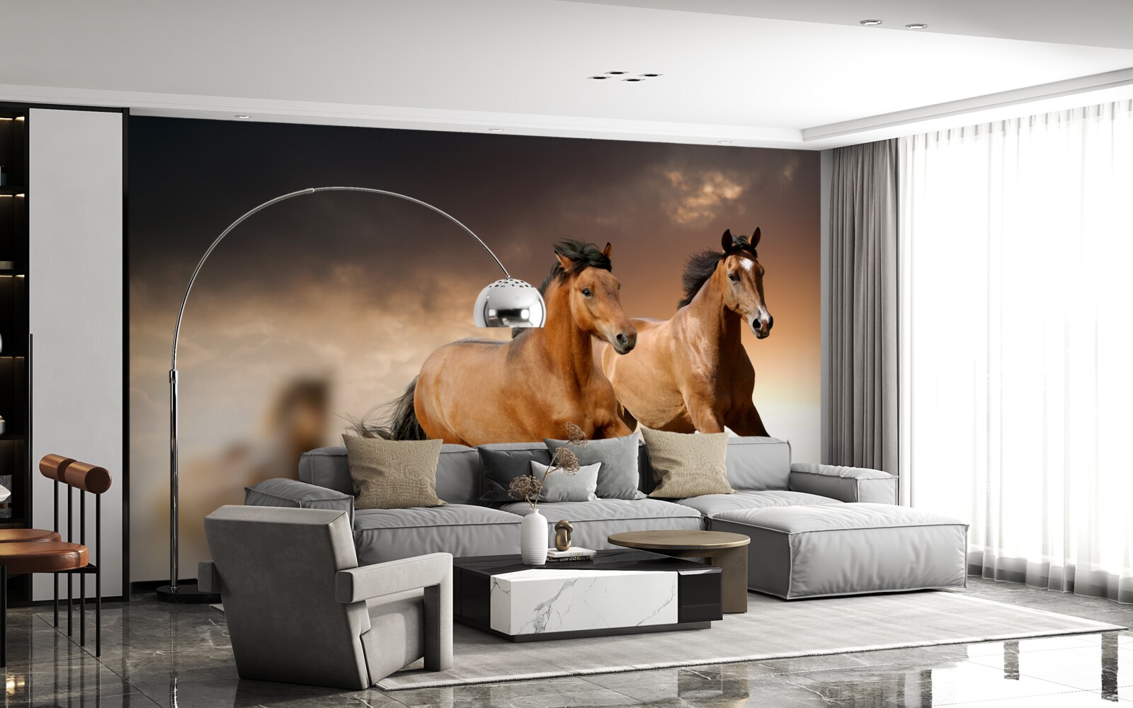 Fototapeta Vedľa seba bežia dva hnedé kone