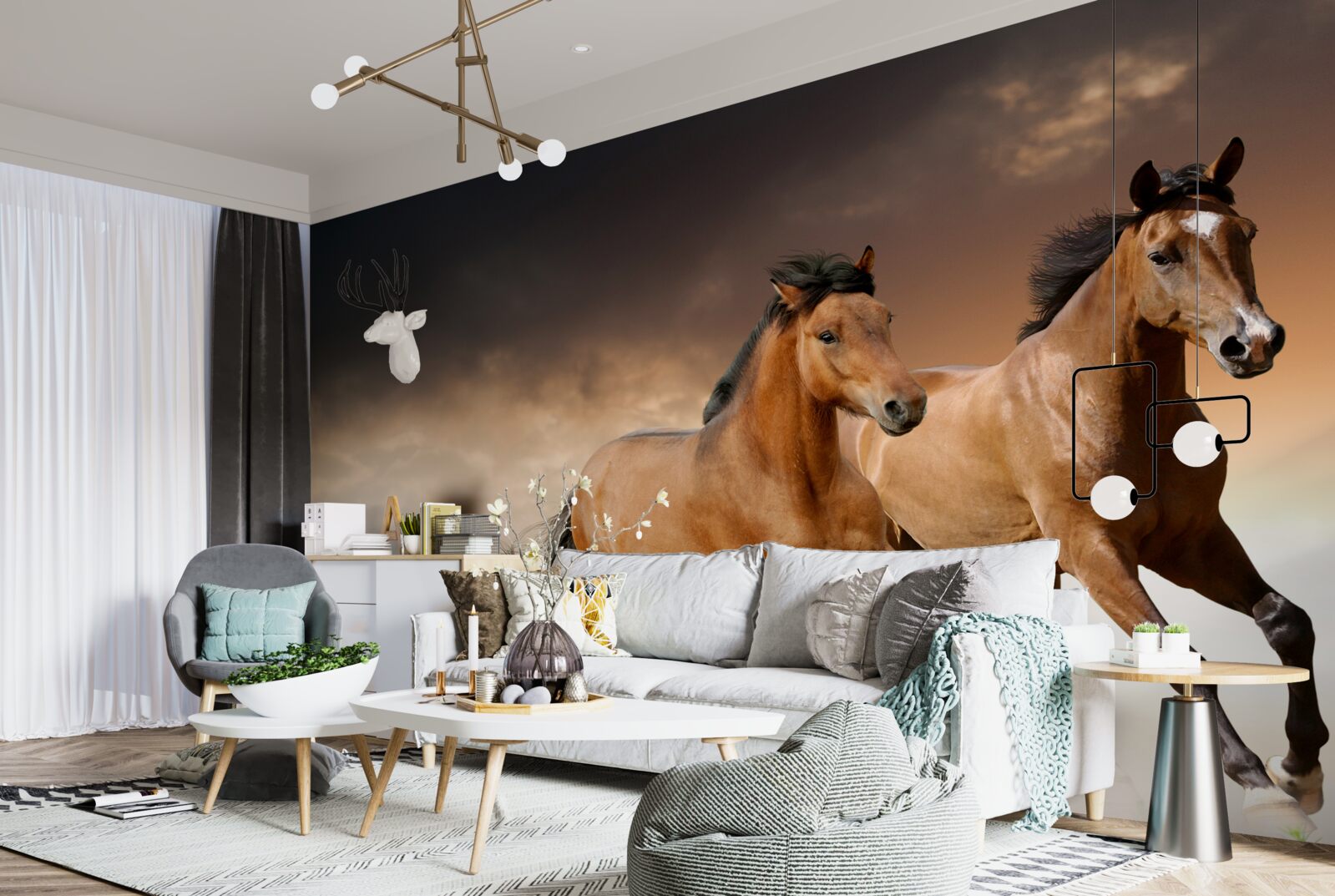 Fototapeta Vedľa seba bežia dva hnedé kone