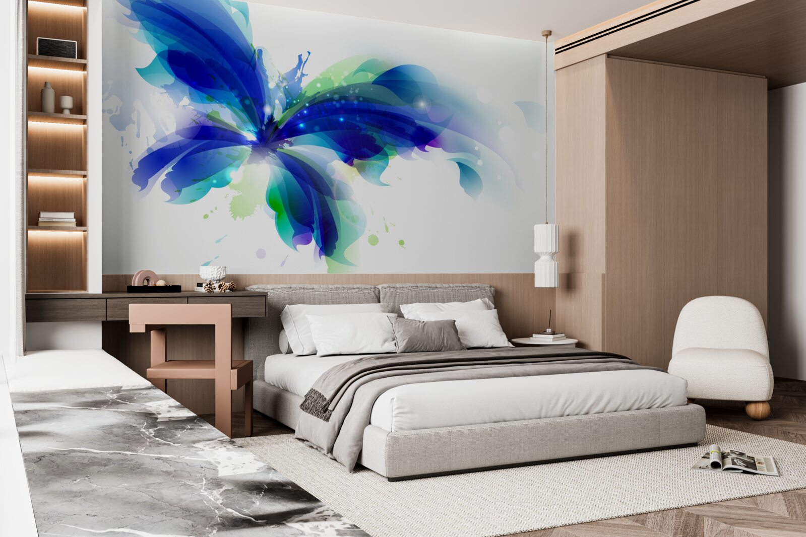 Fototapeta motýľ v žiarivo modrej farbe