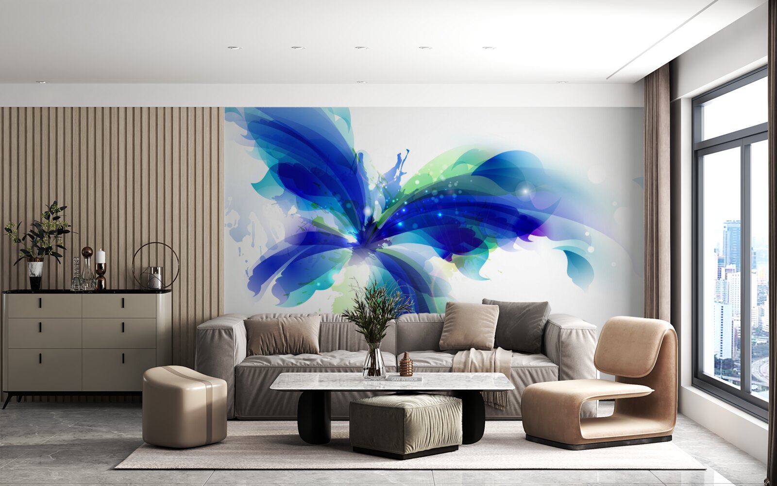 Fototapeta motýľ v žiarivo modrej farbe