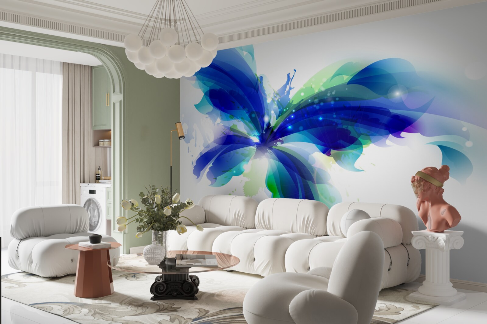 Fototapeta motýľ v žiarivo modrej farbe