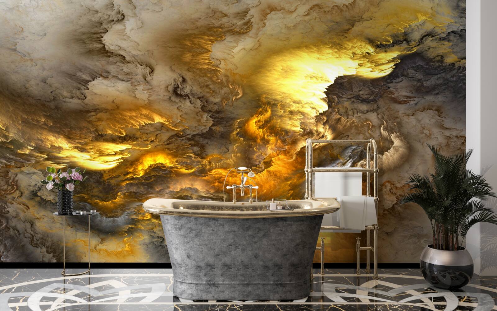 Fototapeta béžový mramor so zlatým rezom