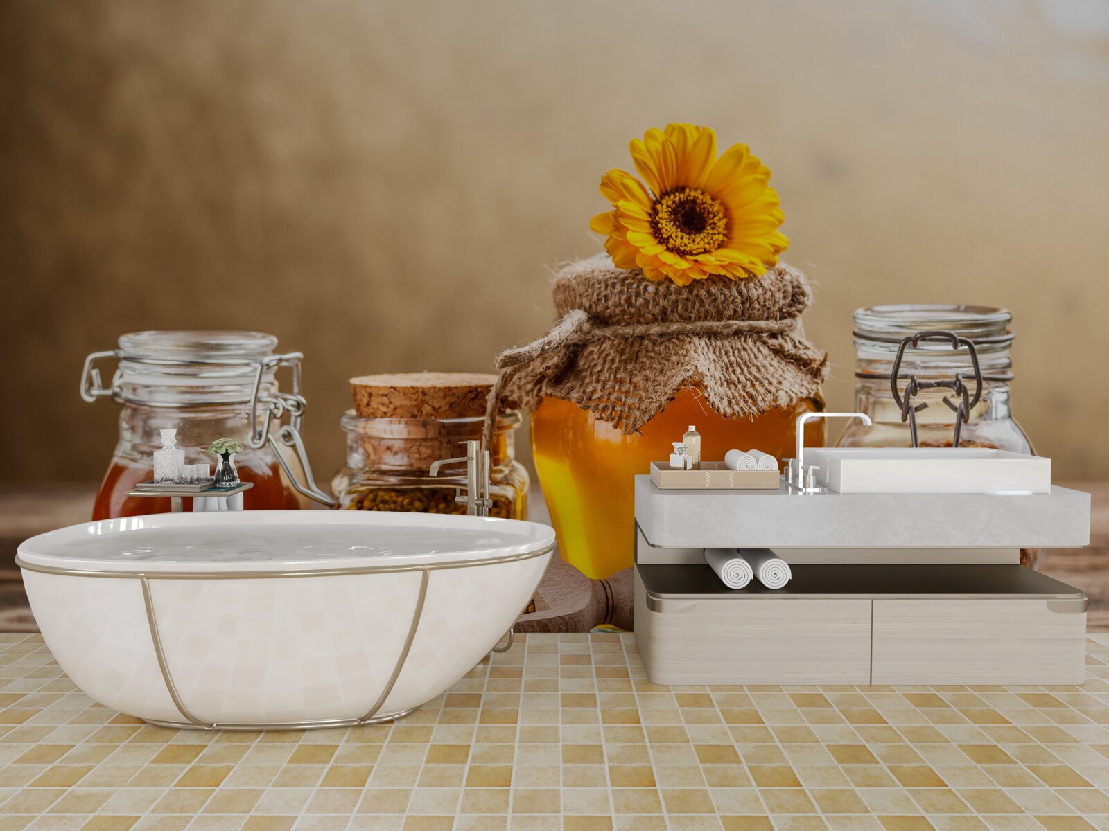 Fototapeta chutné včelie produkty