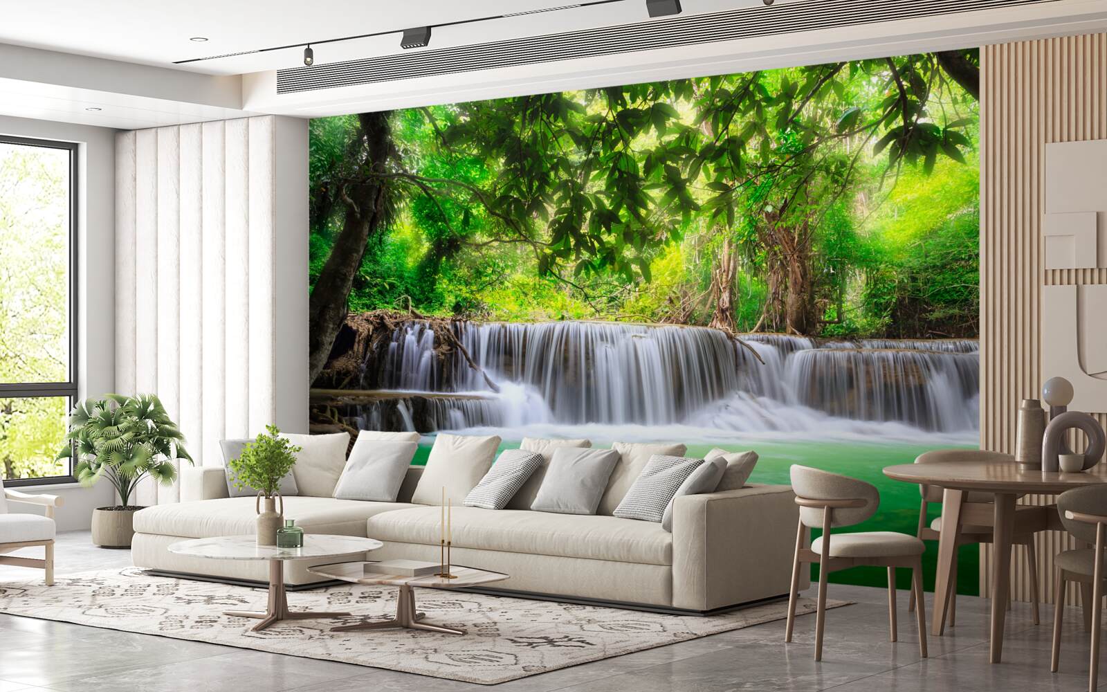 Fototapeta lesný vodopád napája svoju vodu smaragdovou farbou