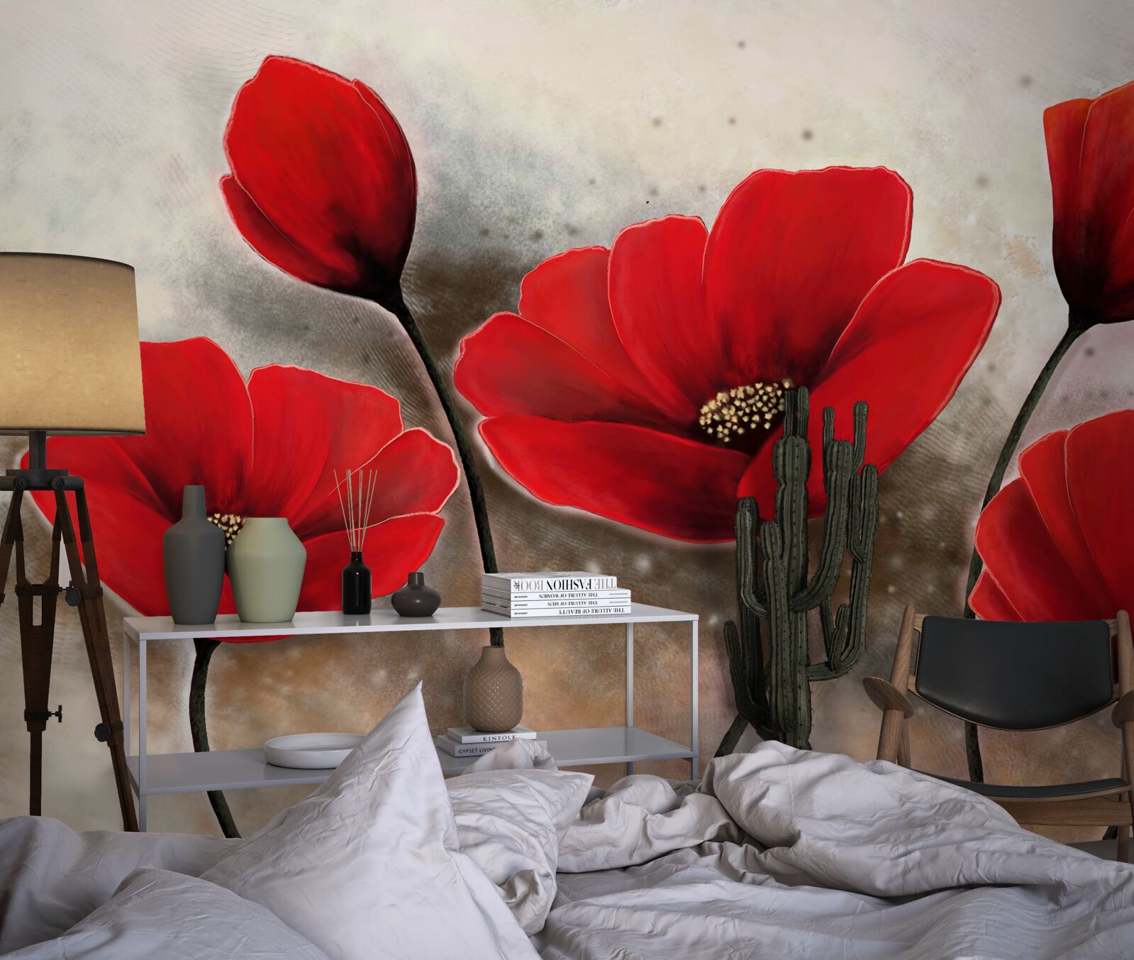 Fototapeta šarlátové maky po daždi