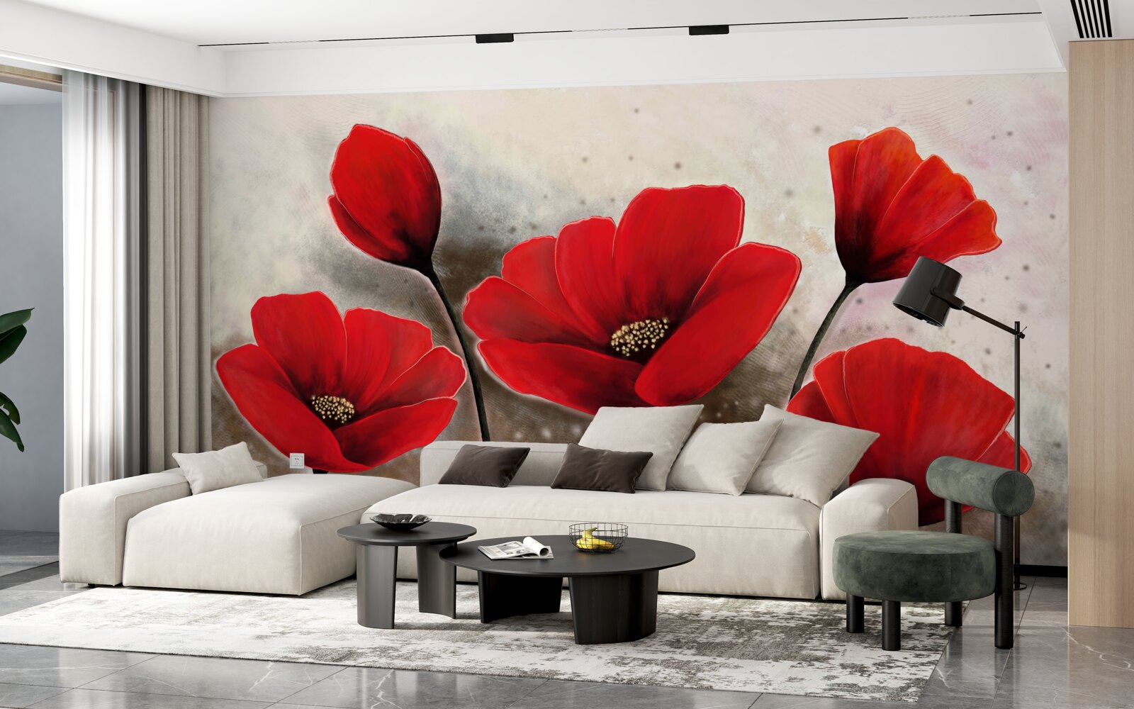 Fototapeta šarlátové maky po daždi