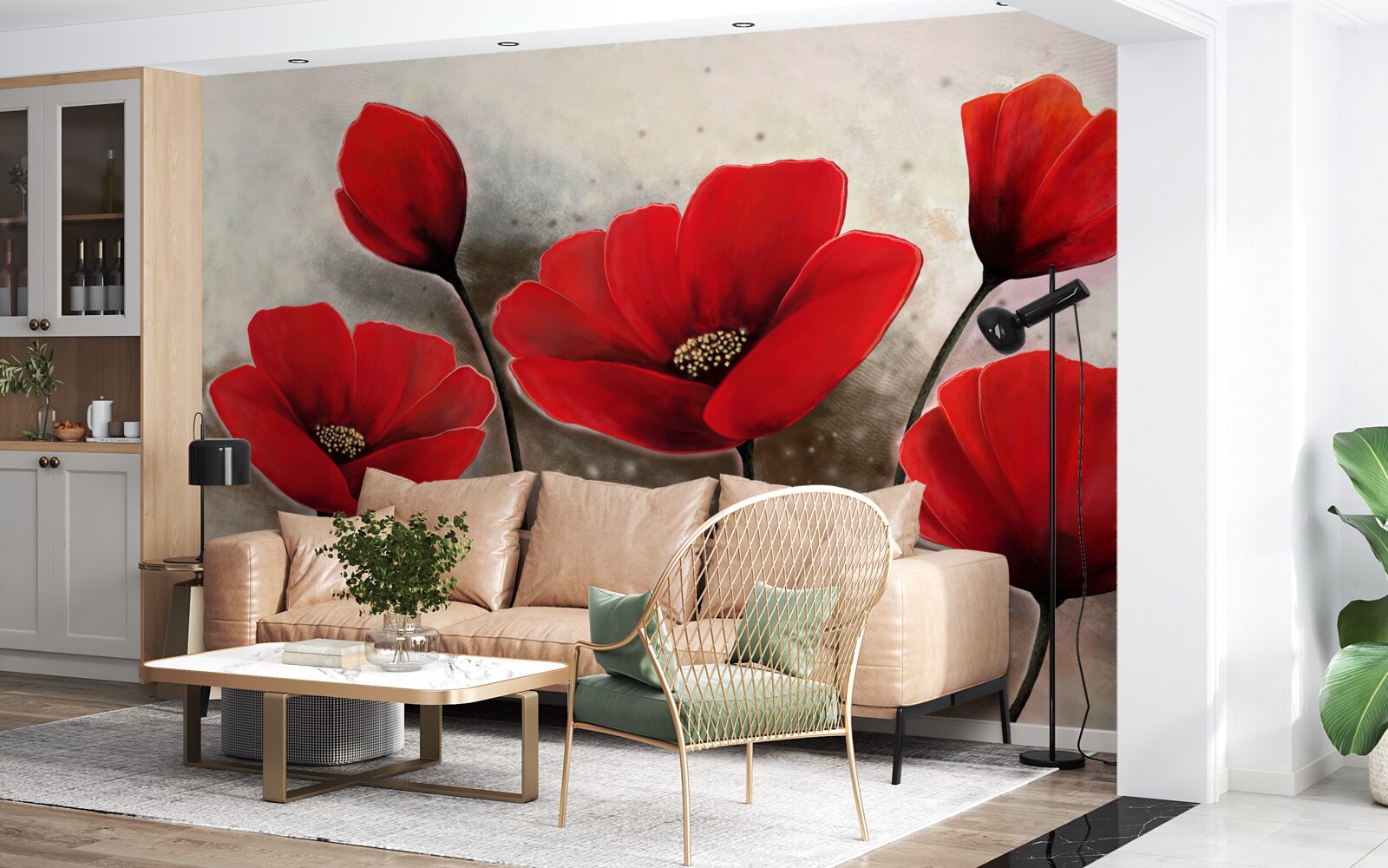 Fototapeta šarlátové maky po daždi