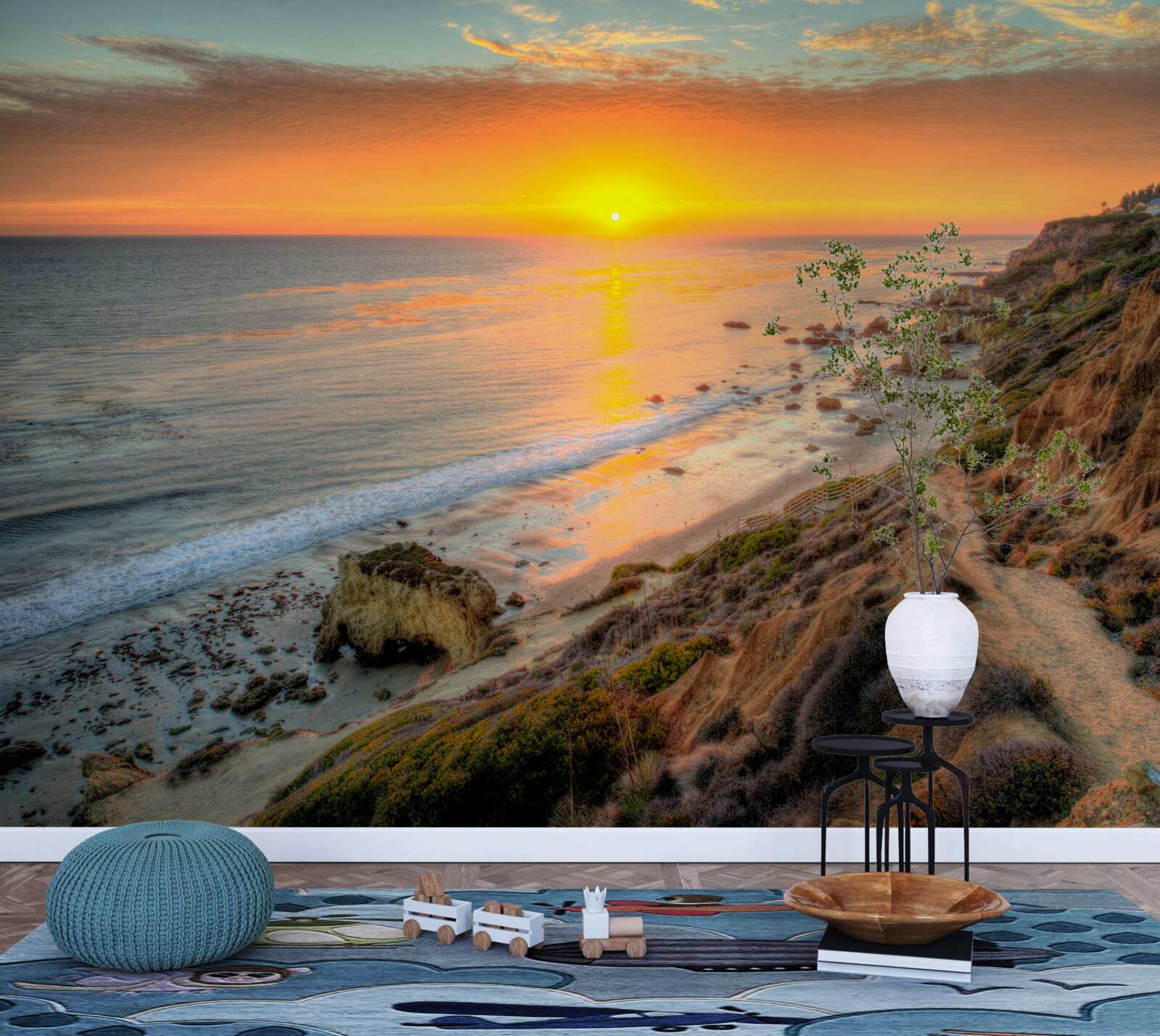 Fototapeta slnko klesajúce do oceánu pri západe slnka