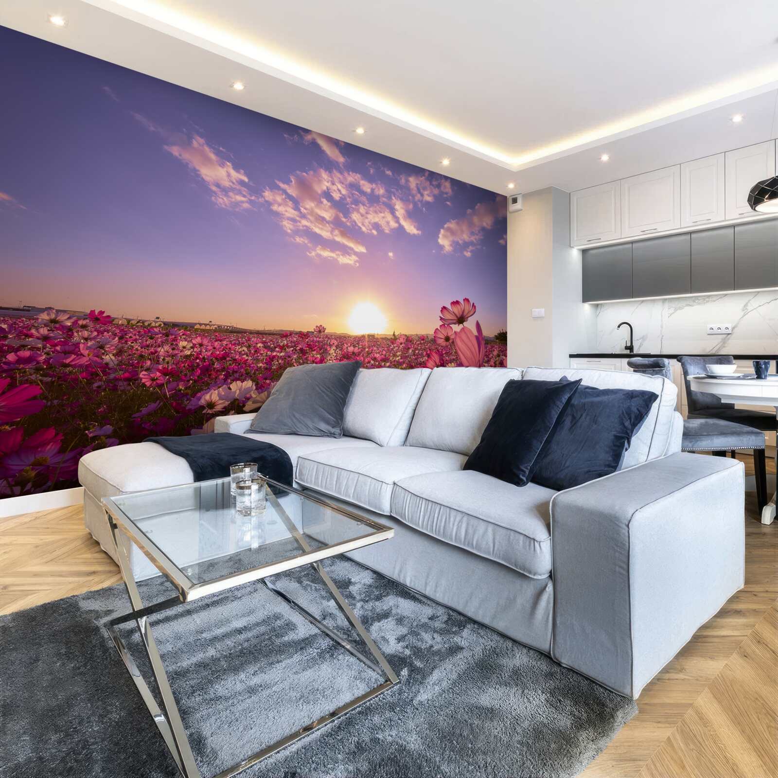 Fototapeta Svitanie nad poľom kvetov