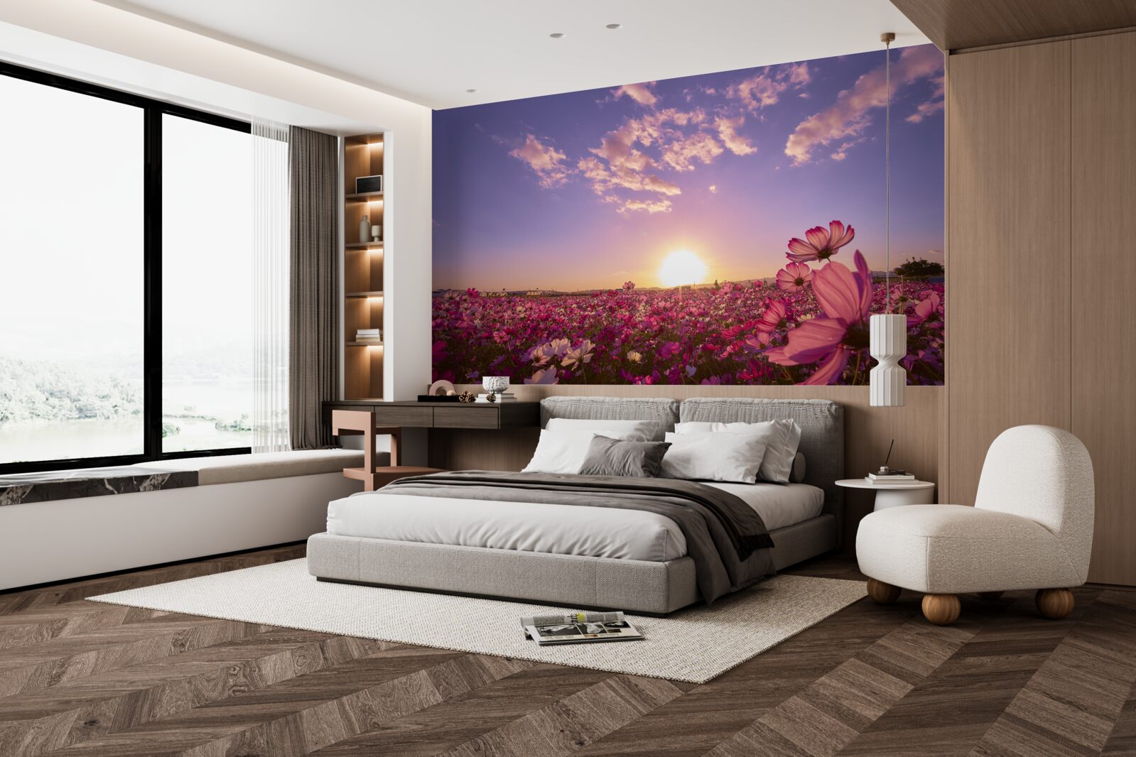 Fototapeta Svitanie nad poľom kvetov