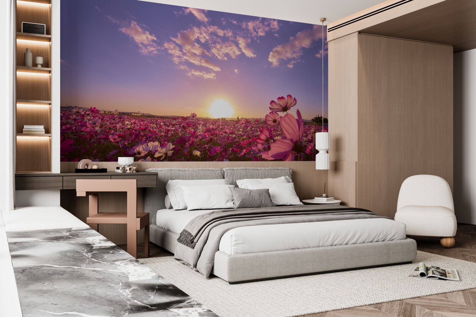 Fototapeta Svitanie nad poľom kvetov