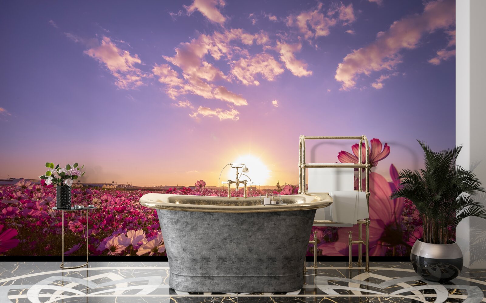 Fototapeta Svitanie nad poľom kvetov