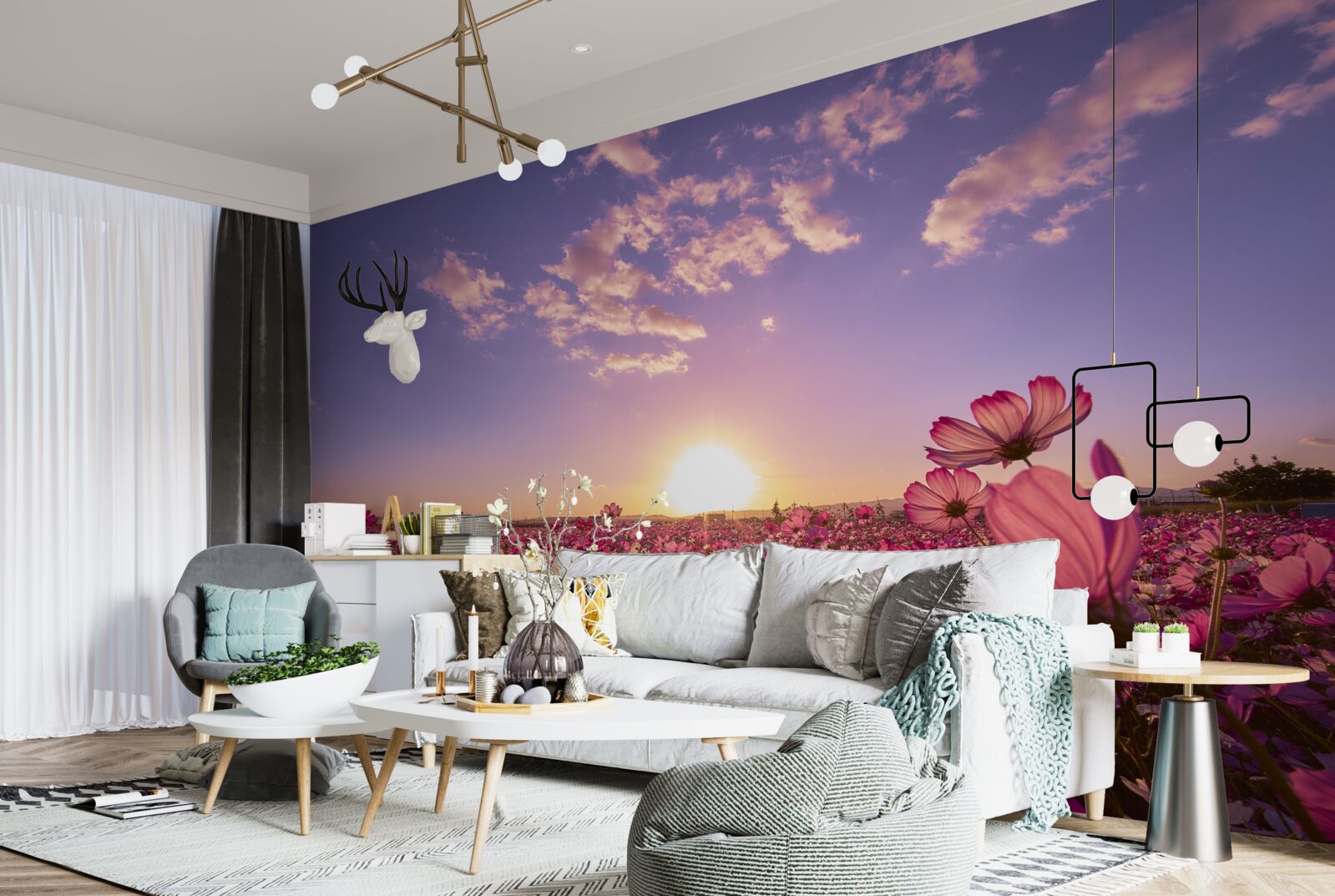 Fototapeta Svitanie nad poľom kvetov