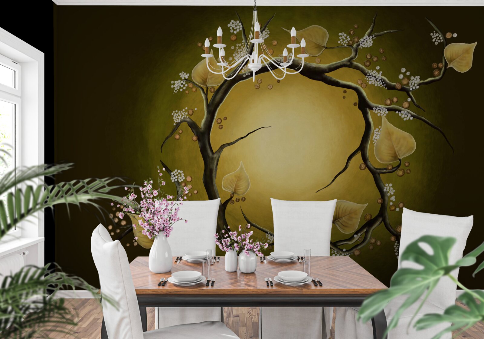 Fototapeta Žltá magnólia v plnom kvete na pozadí slnečného svetla