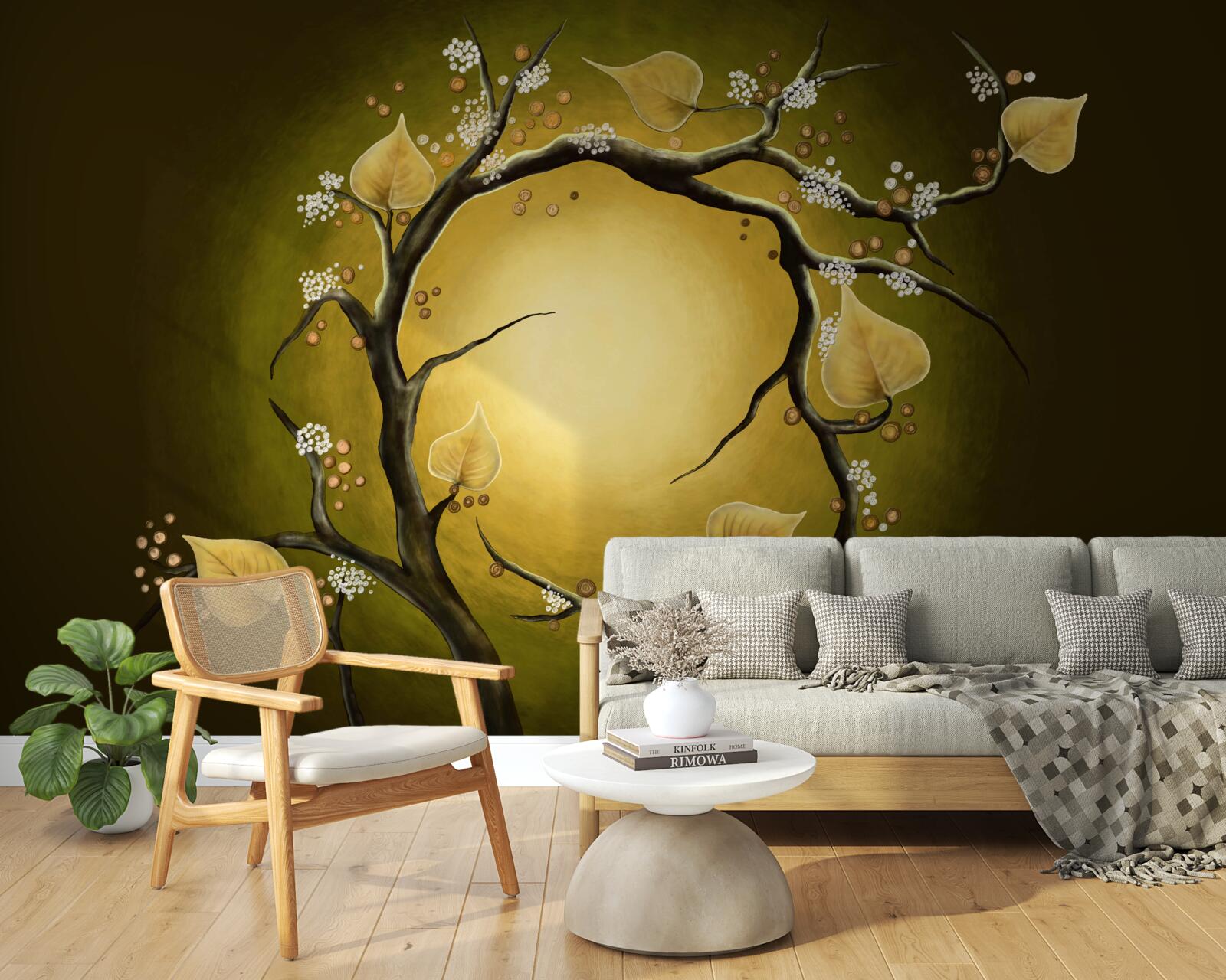 Fototapeta Žltá magnólia v plnom kvete na pozadí slnečného svetla