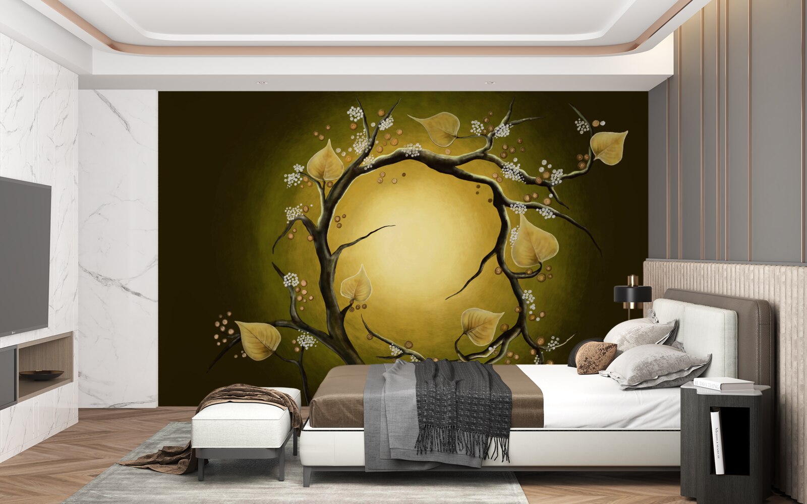 Fototapeta Žltá magnólia v plnom kvete na pozadí slnečného svetla