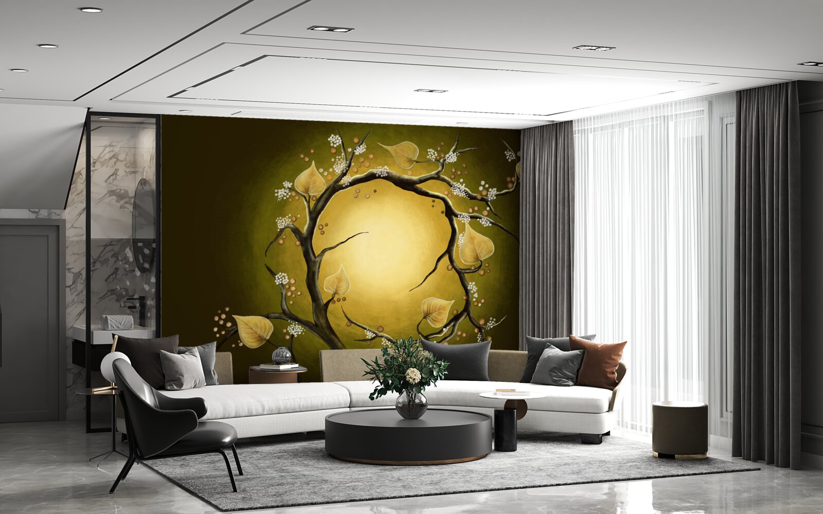 Fototapeta Žltá magnólia v plnom kvete na pozadí slnečného svetla