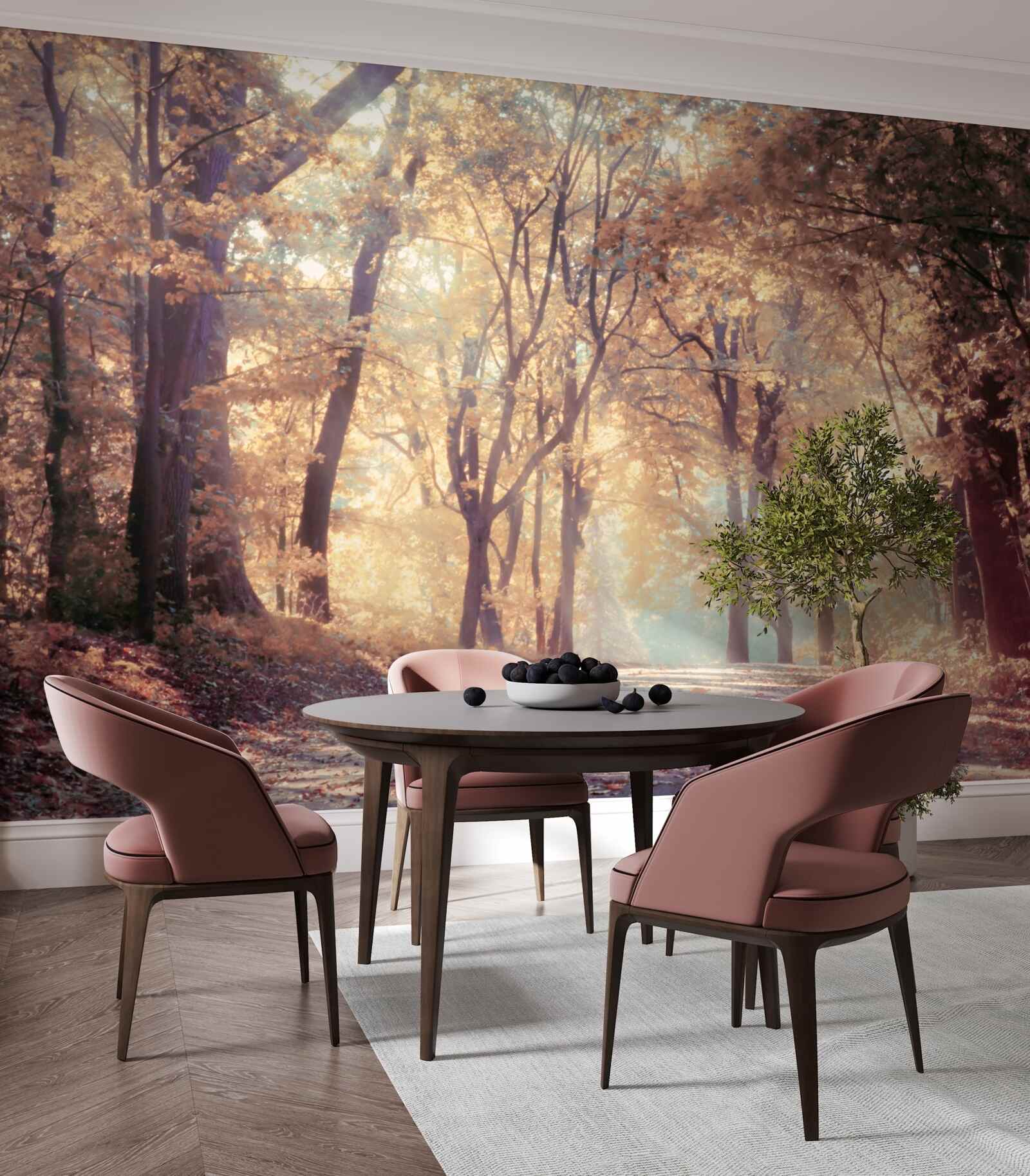 Fototapeta jesenná cesta zahalená svetlou hmlou