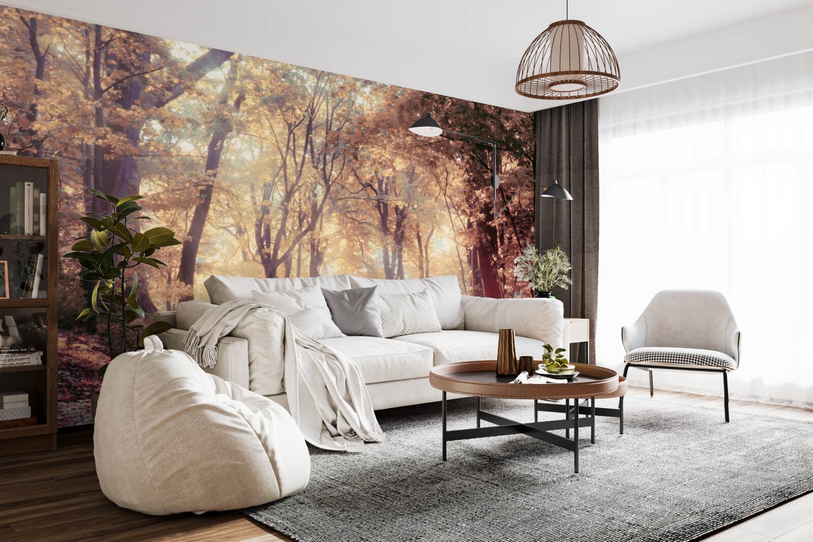 Fototapeta jesenná cesta zahalená svetlou hmlou