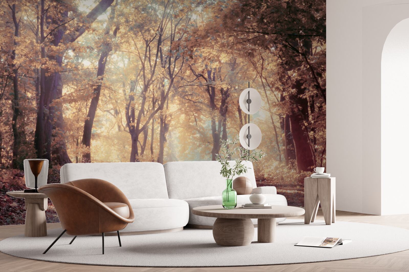 Fototapeta jesenná cesta zahalená svetlou hmlou