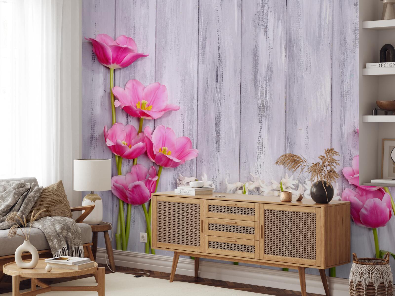 Fototapeta ružové tulipány rastúce na strome