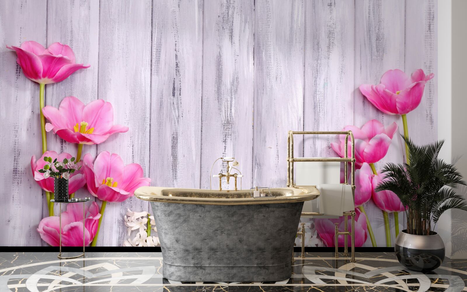 Fototapeta ružové tulipány rastúce na strome