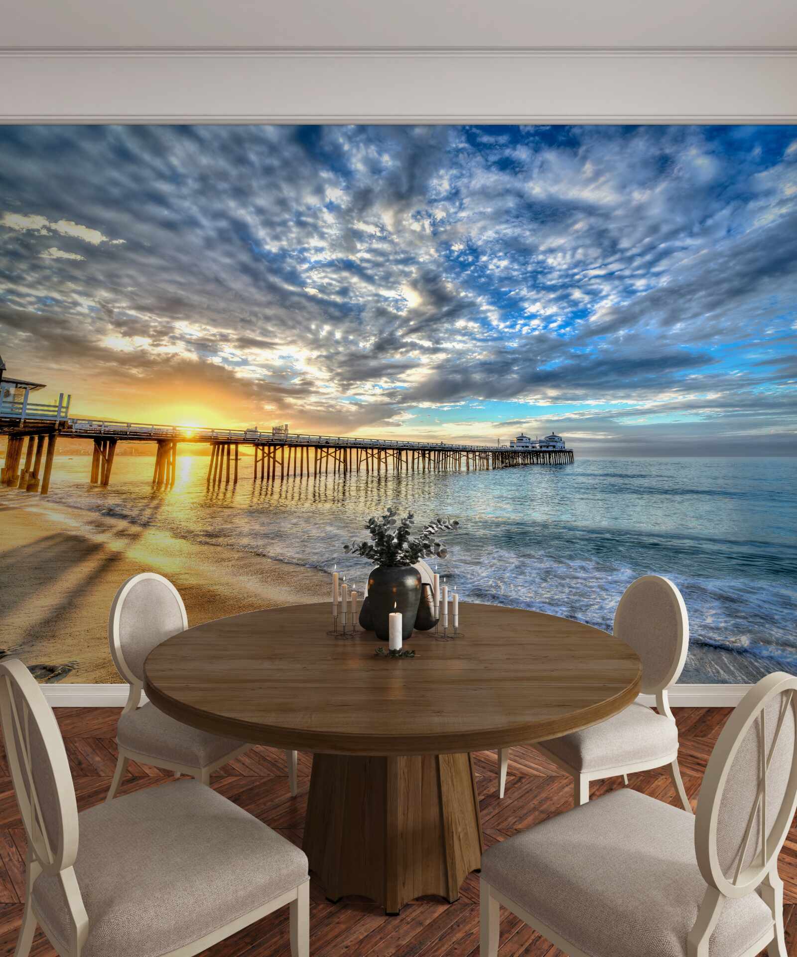 Fototapeta mólo pre rybárov za úsvitu