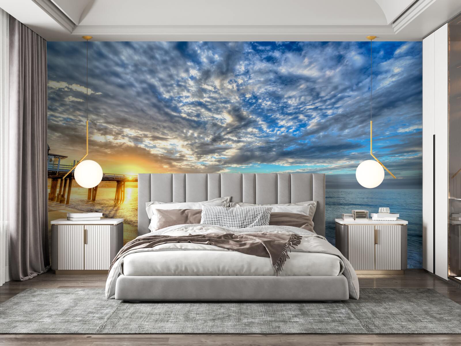 Fototapeta mólo pre rybárov za úsvitu