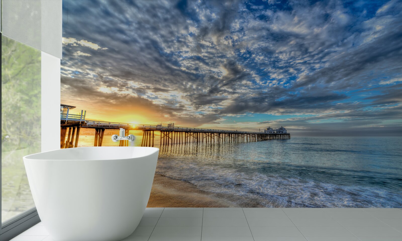 Fototapeta mólo pre rybárov za úsvitu