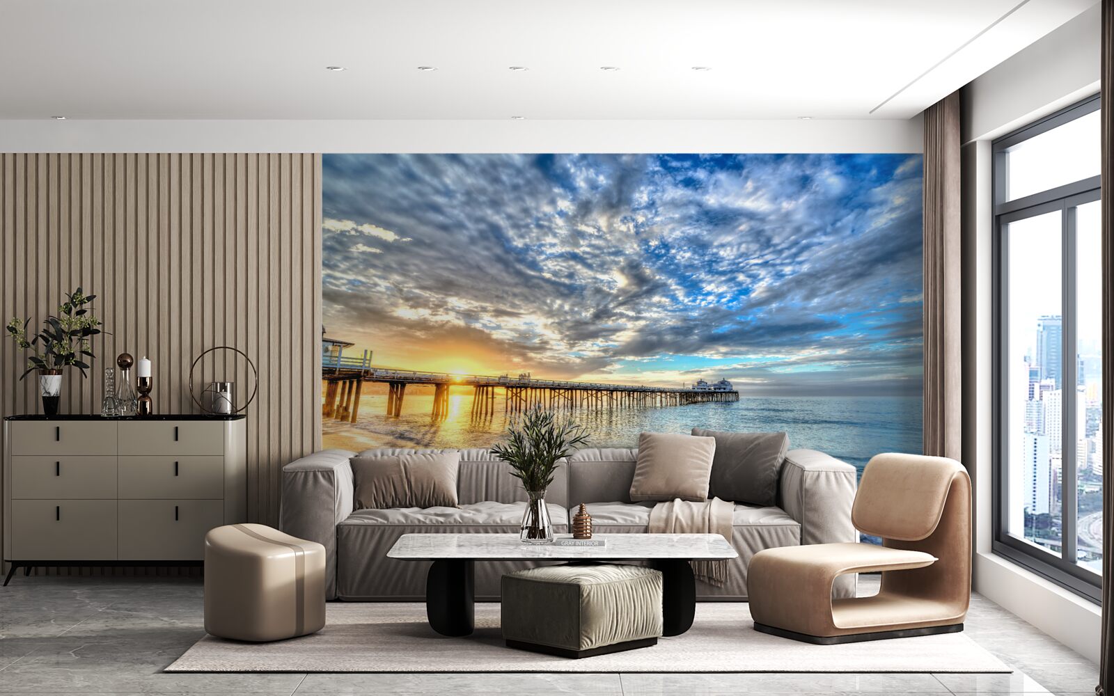 Fototapeta mólo pre rybárov za úsvitu