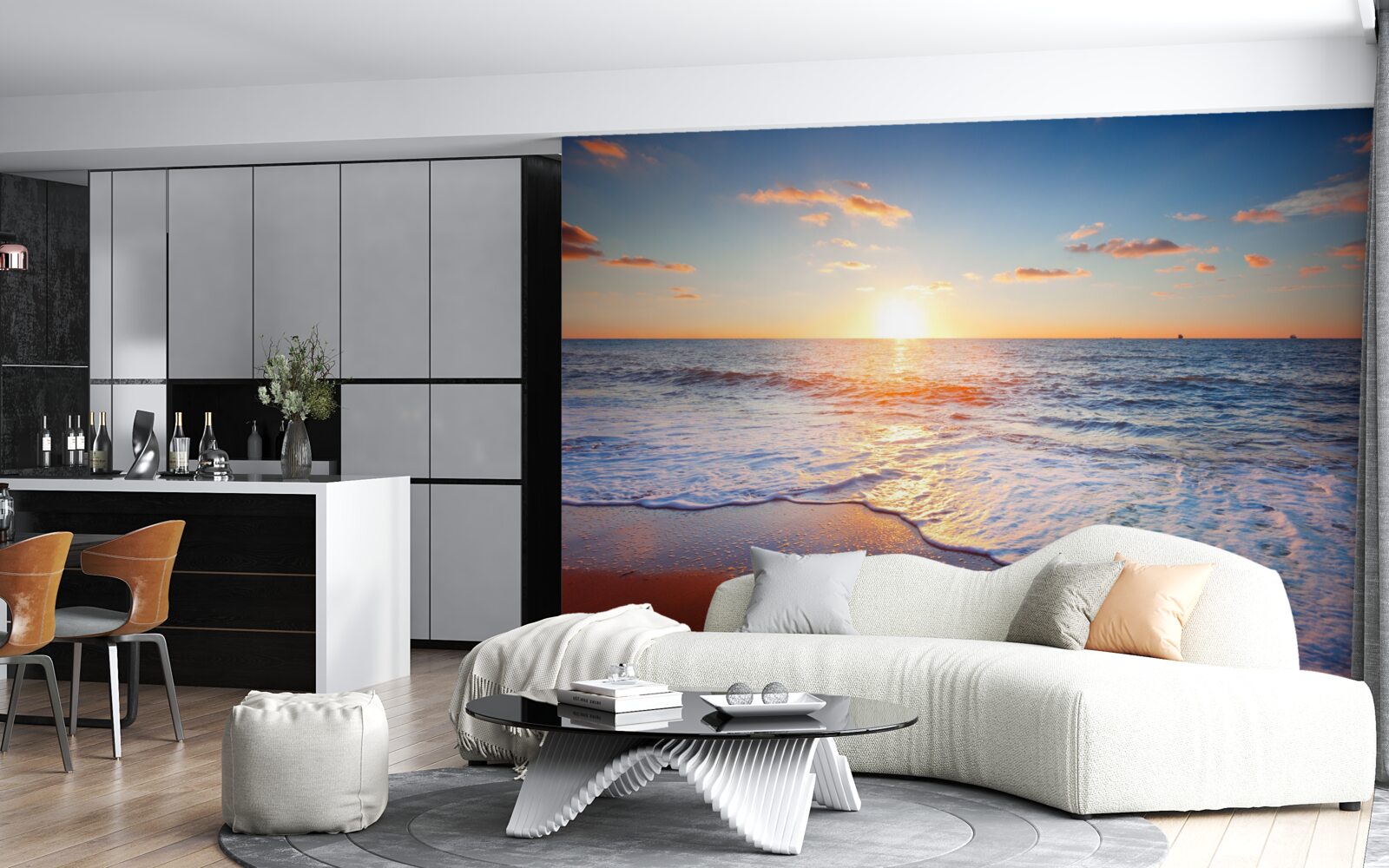 Fototapeta západ slnka miznúci vo vlnách