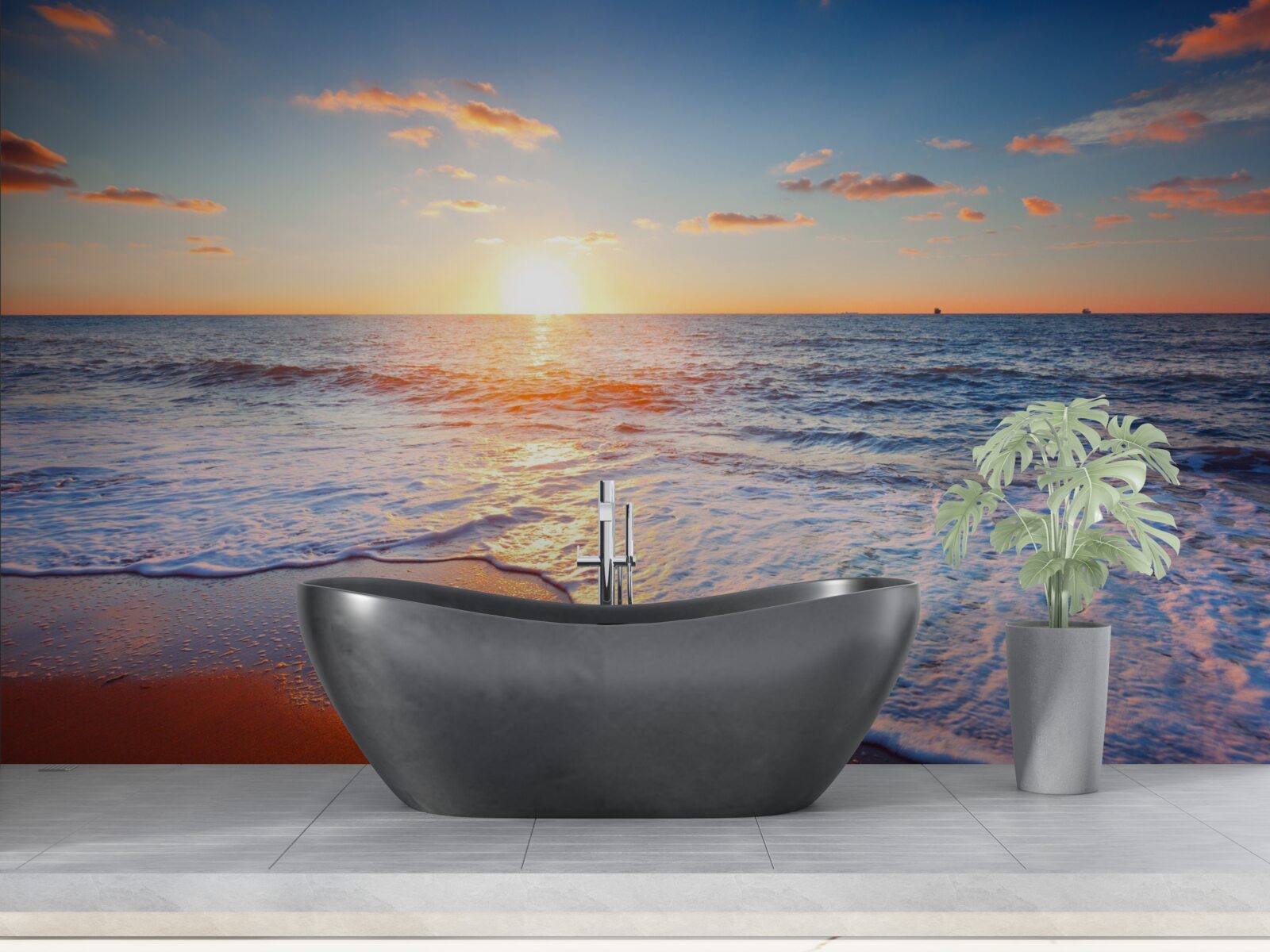 Fototapeta západ slnka miznúci vo vlnách