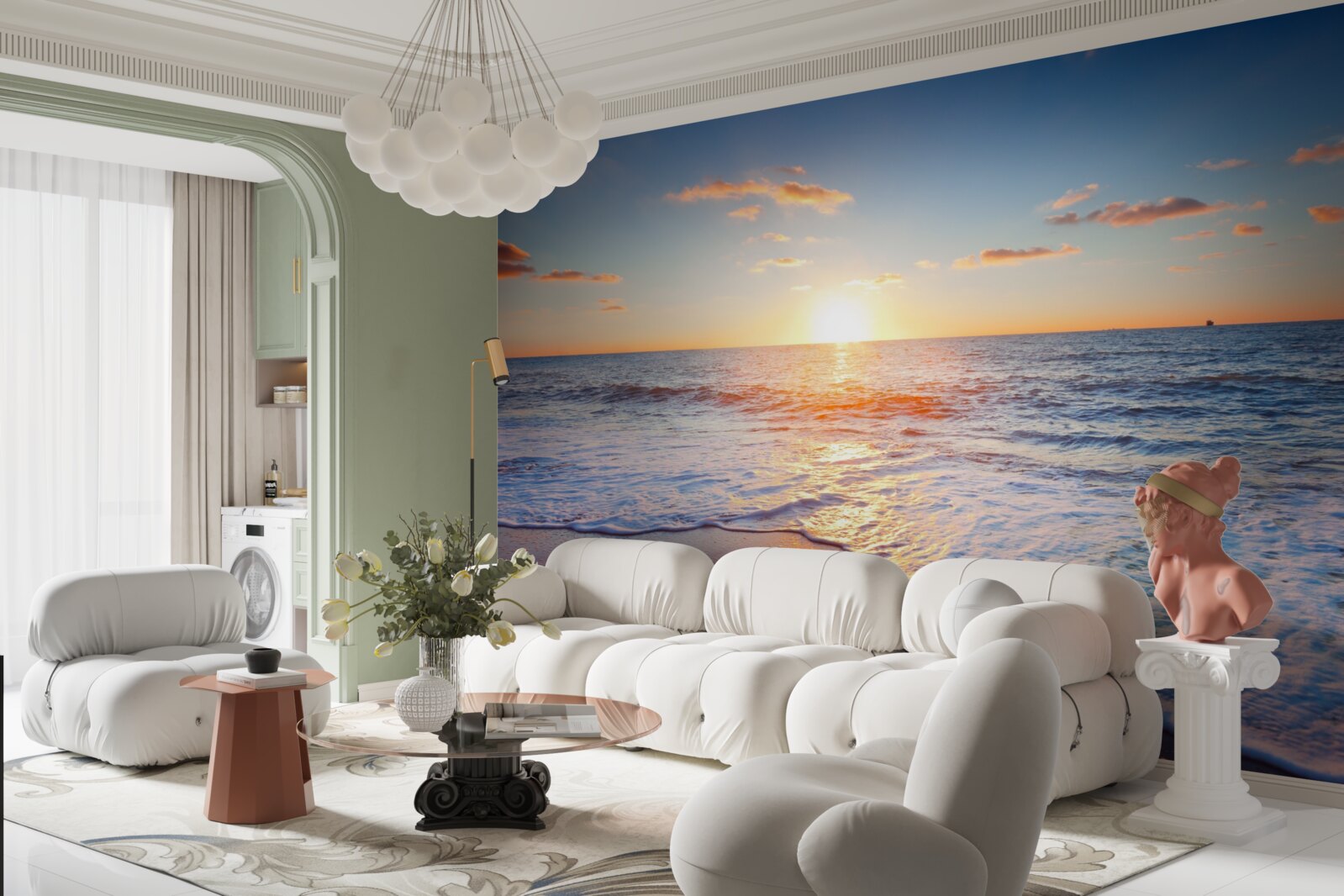 Fototapeta západ slnka miznúci vo vlnách