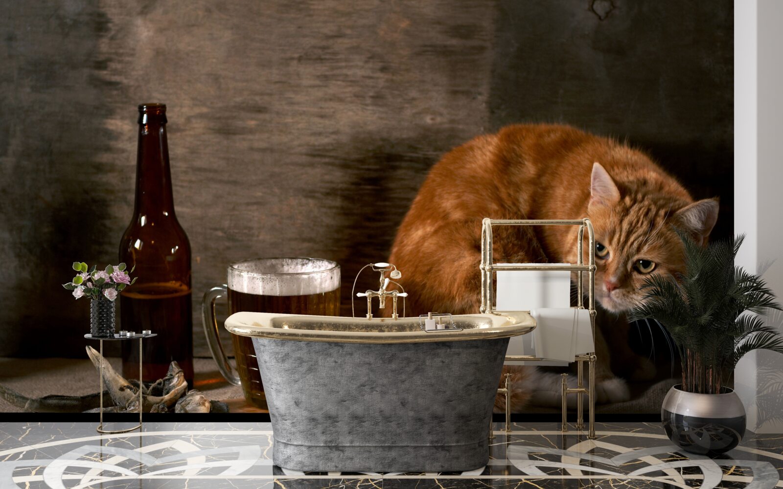 Fototapeta návnada pre domáce zvieratá s červenou srsťou a morské živočíchy