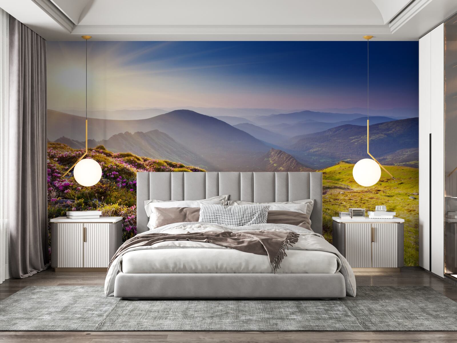 Fototapeta vrchol hory v krajine pri východe slnka