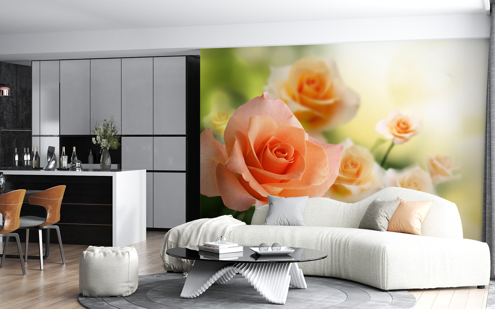 Fototapeta ľahká kytica ruží rastúca v kríkoch