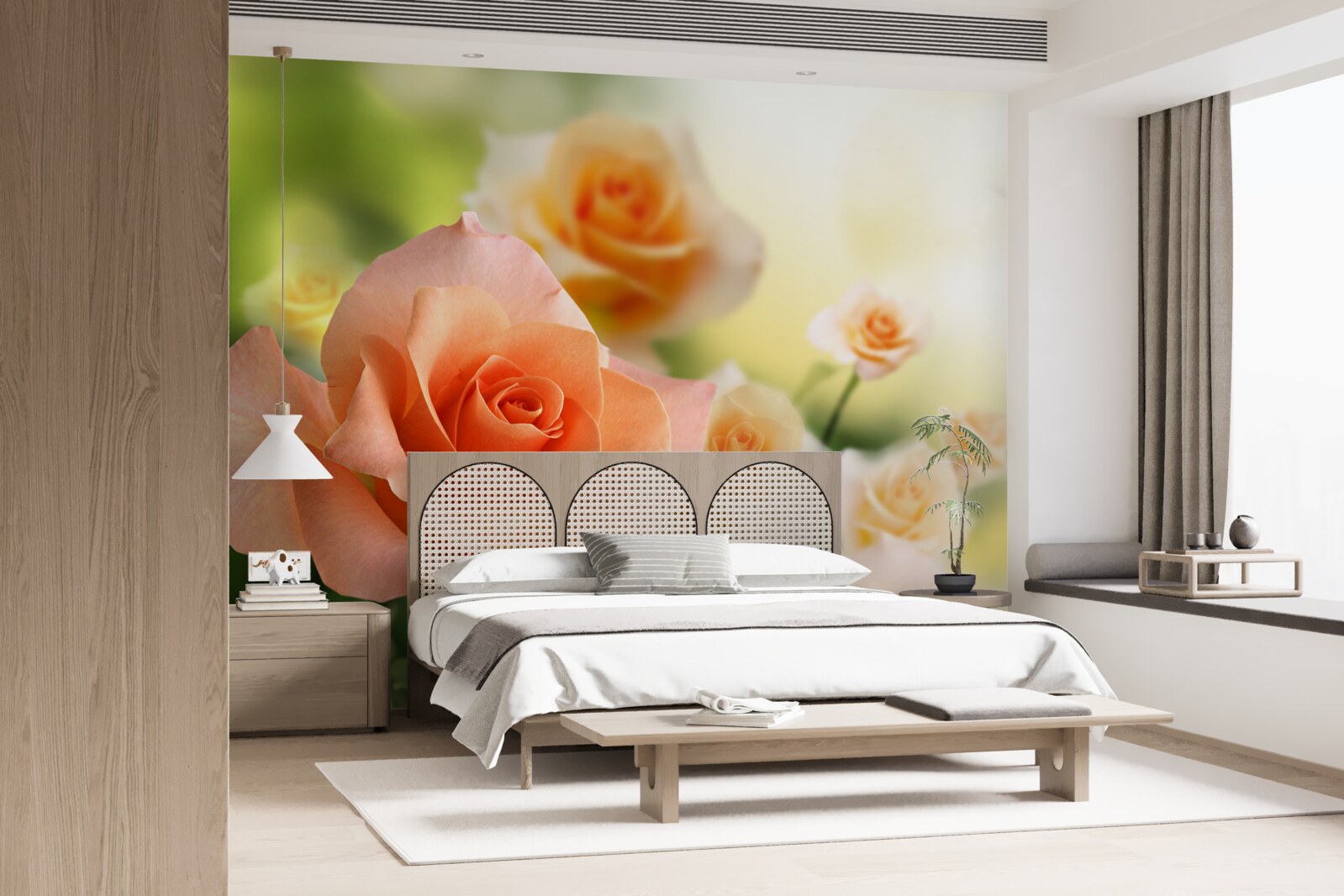 Fototapeta ľahká kytica ruží rastúca v kríkoch