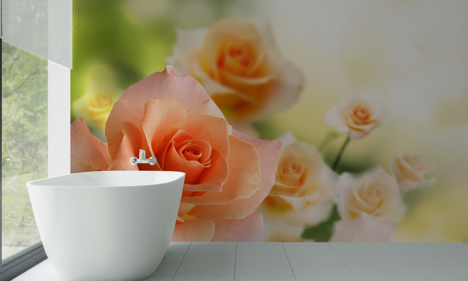 Fototapeta ľahká kytica ruží rastúca v kríkoch