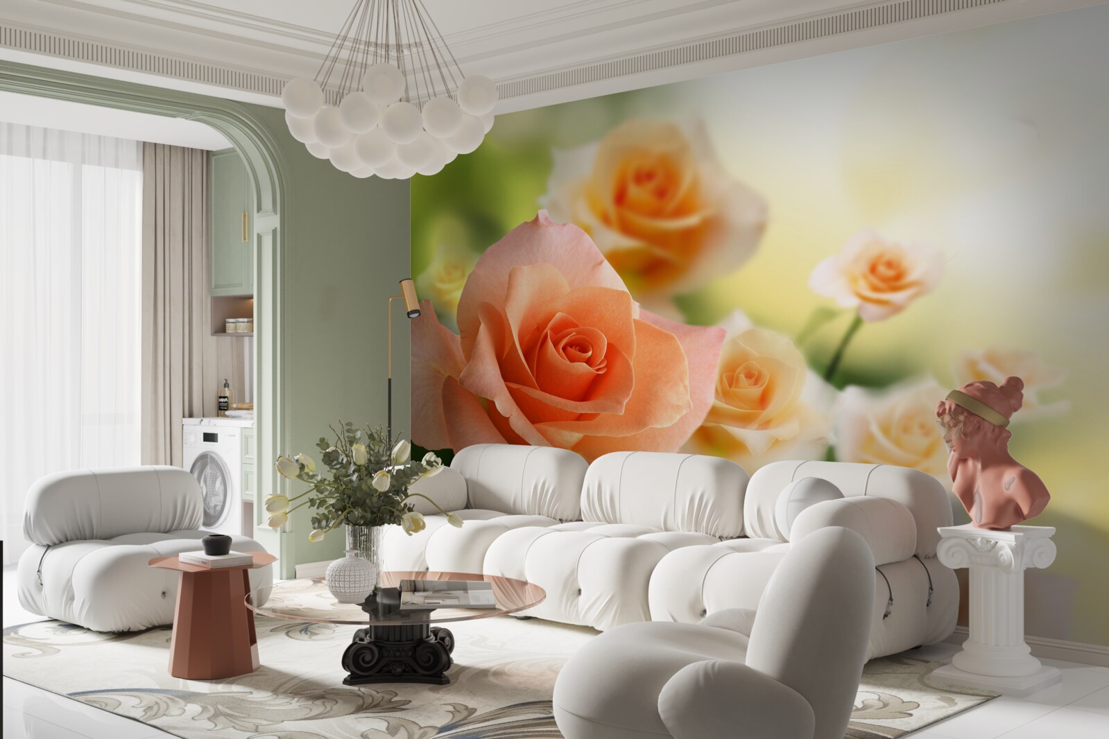 Fototapeta ľahká kytica ruží rastúca v kríkoch