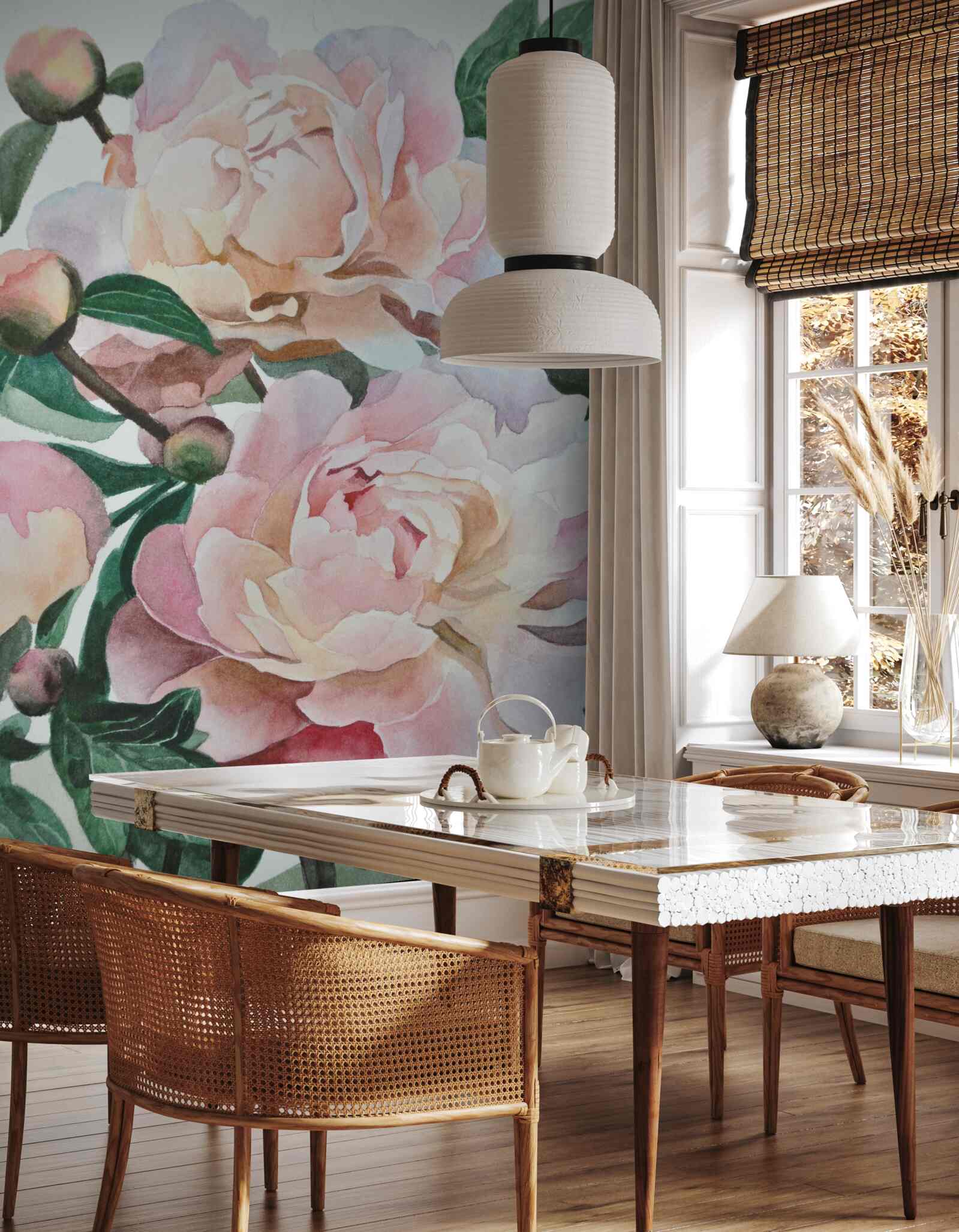 Fototapeta pivonky maľované akvarelom